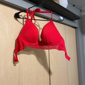 Bright red 2 piece bathing suit